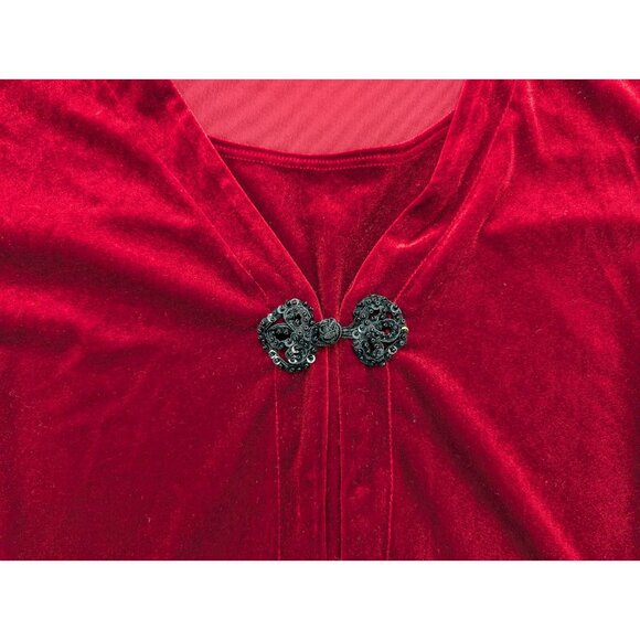 White Stag Women's Top Size XL Red Velour Velvet Textured 2-For Goth Romantic - Picture 4 of 16